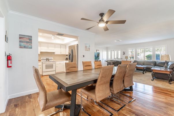 Dining room, Interior, Kitchen, Living room, Wood Texture Flooring