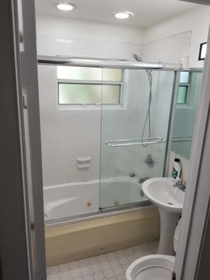Bathroom, Glass Shower, Interior, Recessed Lighting