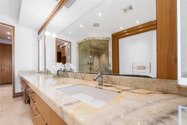 Bathroom, Dual Sink Vanities, Glass Shower, Interior, Recessed Lighting