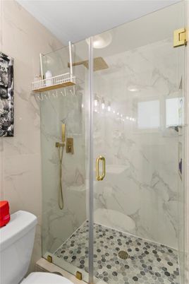 Bathroom, Glass Shower, Interior, Marble Walls