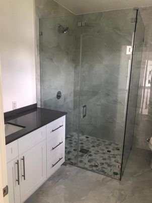 Bathroom, Glass Shower, Interior, Marble Walls