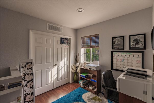 Home Office, Interior, Recessed Lighting, Wood Texture Flooring