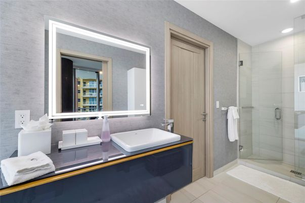 Bathroom, Glass Shower, Interior, Recessed Lighting