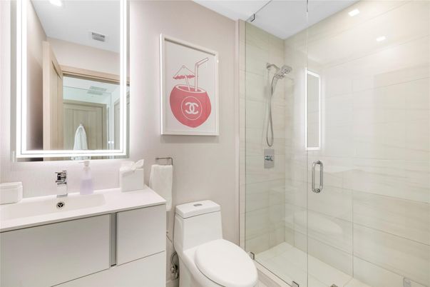 Bathroom, Glass Shower, Interior, Recessed Lighting