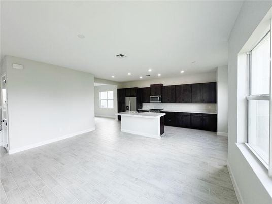 Interior, Kitchen, Recessed Lighting, Wood Texture Flooring