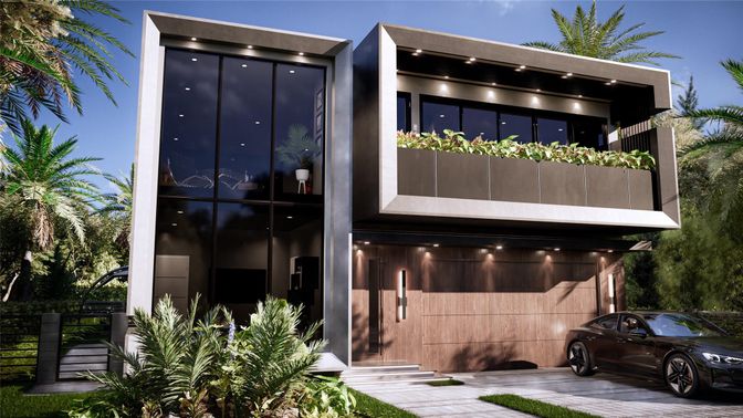 Attached, Exterior, Facade, Modern