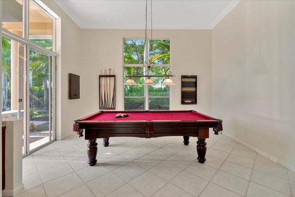 Billiard Table, Game Room, Interior, Pendant Lights