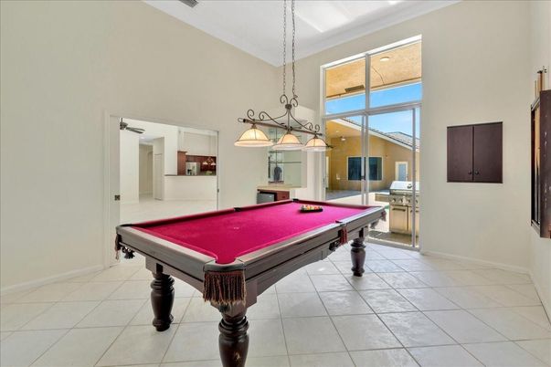 Billiard Table, Game Room, Interior, Pendant Lights