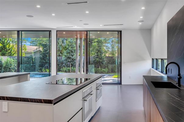 Interior, Kitchen, Marble Walls, Recessed Lighting