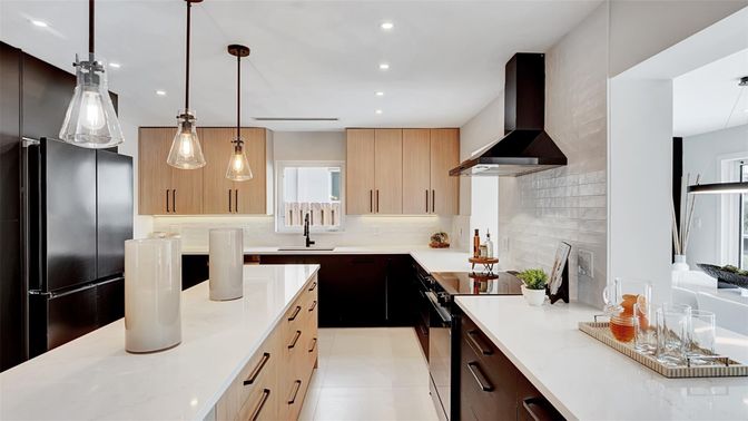 Interior, Kitchen, Pendant Lights, Recessed Lighting, Stainless Steel Appliances