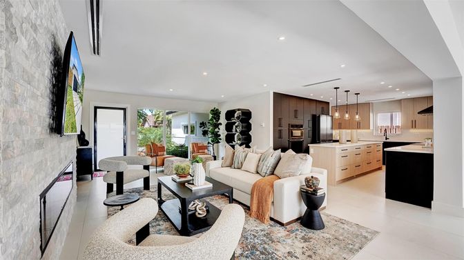 Interior, Kitchen, Living room, Pendant Lights, Recessed Lighting
