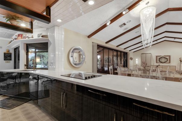 Interior, Kitchen, Recessed Lighting, Wooden Beams