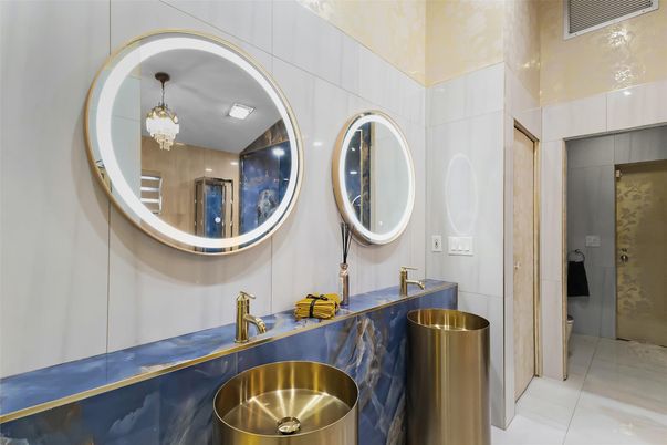 Bathroom, Dual Sink Vanities, Interior, Pendant Lights