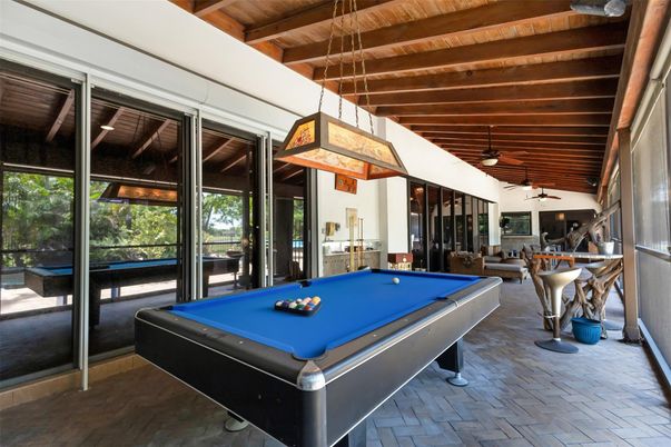 Billiard Table, Game Room, Interior, Pendant Lights, Wooden Beams, Wooden Ceilings