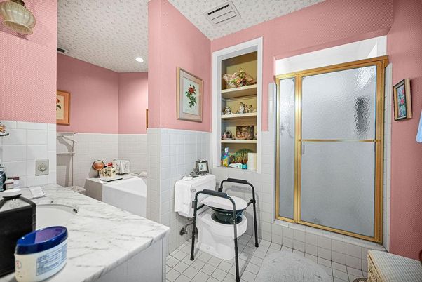 Bathroom, Glass Shower, Interior, Recessed Lighting