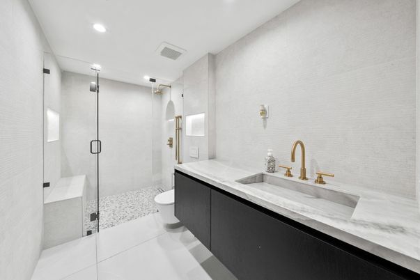 Bathroom, Glass Shower, Interior, Recessed Lighting