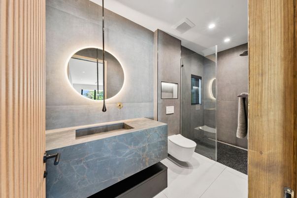 Bathroom, Glass Shower, Interior, Recessed Lighting