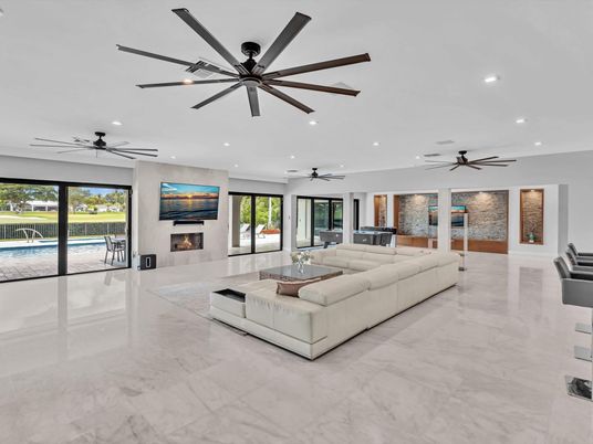 Fireplace, Interior, Living room, Marble, Recessed Lighting
