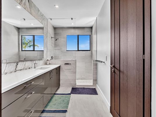 Bathroom, Dual Sink Vanities, Glass Shower, Interior, Recessed Lighting