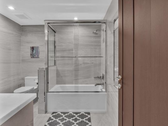 Bathroom, Glass Shower, Interior, Recessed Lighting