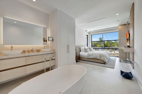 Bathroom, Bedroom, Dual Sink Vanities, Free Standing Baths, Interior, Recessed Lighting