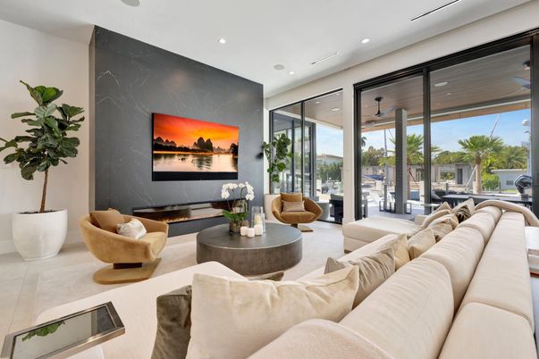 Interior, Living room, Marble Walls, Recessed Lighting