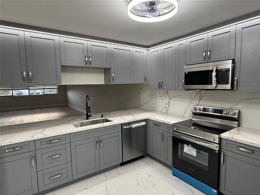 Interior, Kitchen, Marble, Stainless Steel Appliances