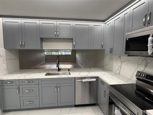 Interior, Kitchen, Marble, Stainless Steel Appliances