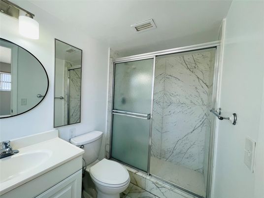 Bathroom, Glass Shower, Interior, Marble Walls