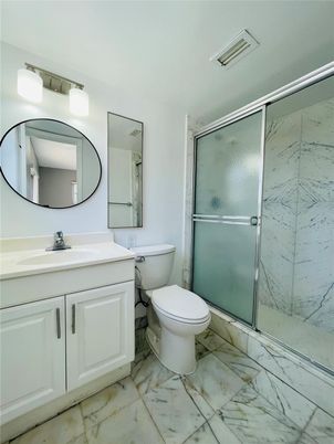 Bathroom, Glass Shower, Interior, Marble Walls