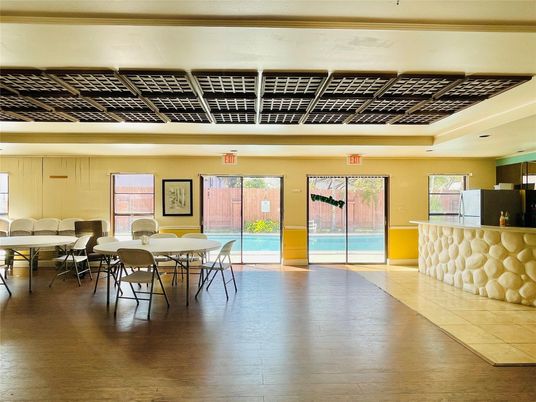 Dining room, Interior, Kitchen, Recessed Lighting, Wood Texture Flooring