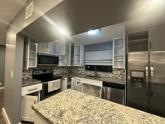 Interior, Kitchen, Stainless Steel Appliances, Wood Texture Flooring