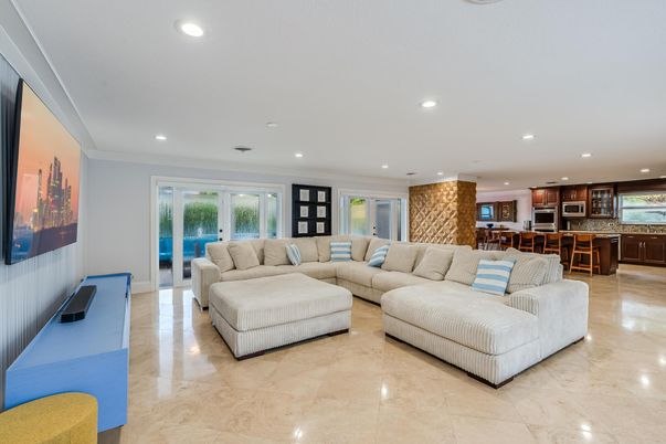 Dining room, Interior, Kitchen, Living room, Recessed Lighting