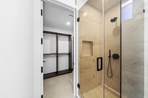 Bathroom, Glass Shower, Interior, Recessed Lighting
