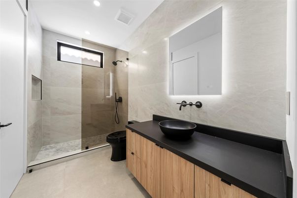 Bathroom, Dual Sink Vanities, Glass Shower, Interior, Recessed Lighting