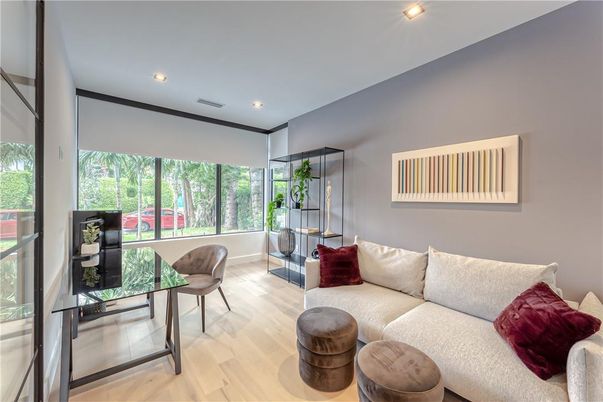 Interior, Living room, Recessed Lighting, Wood Texture Flooring