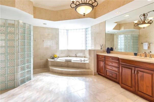 Bathroom, Dual Sink Vanities, Glass Shower, Interior, Recessed Lighting