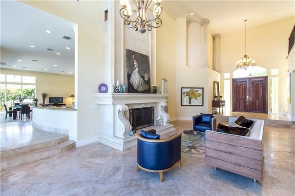 Chandelier, Fireplace, Interior, Living room, Pendant Lights, Recessed Lighting