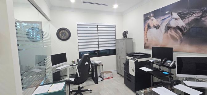 Home Office, Interior, Recessed Lighting, Wood Texture Flooring