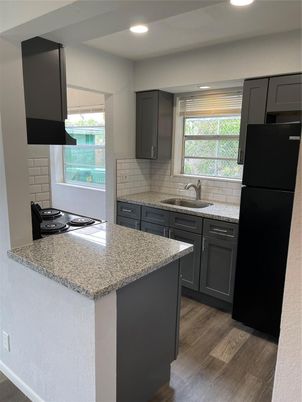 Interior, Kitchen, Recessed Lighting, Wood Texture Flooring