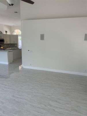 Empty room, Interior, Kitchen, Pendant Lights