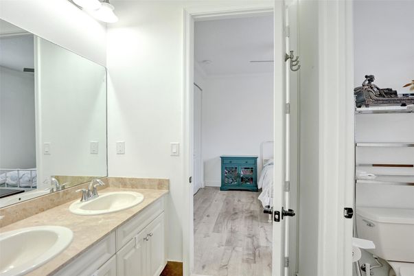 Bathroom, Dual Sink Vanities, Interior, Wood Texture Flooring