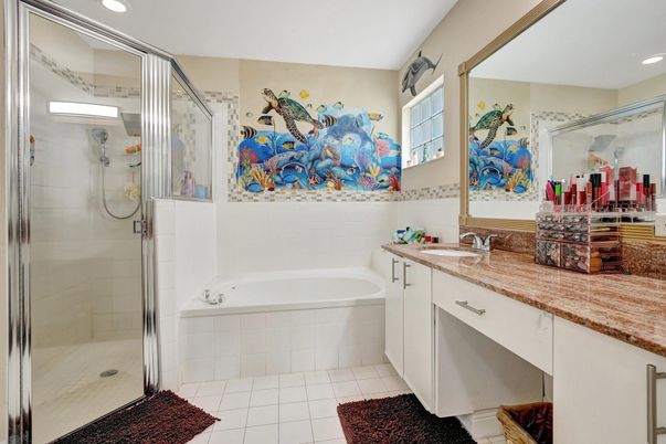 Bathroom, Glass Shower, Interior, Recessed Lighting