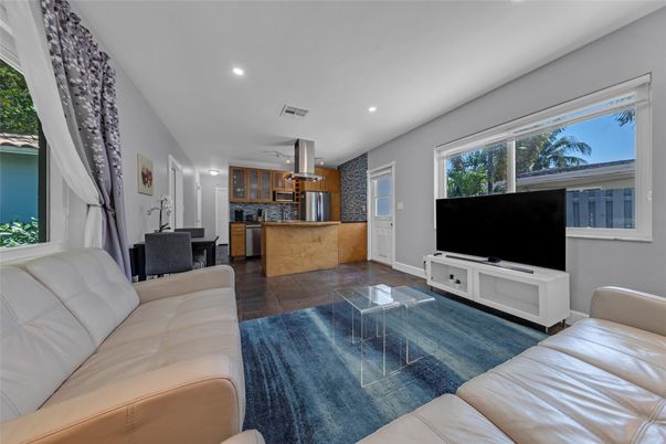 Dining room, Interior, Kitchen, Living room, Recessed Lighting, Stainless Steel Appliances