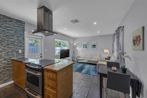 Interior, Kitchen, Living room, Recessed Lighting, Stainless Steel Appliances