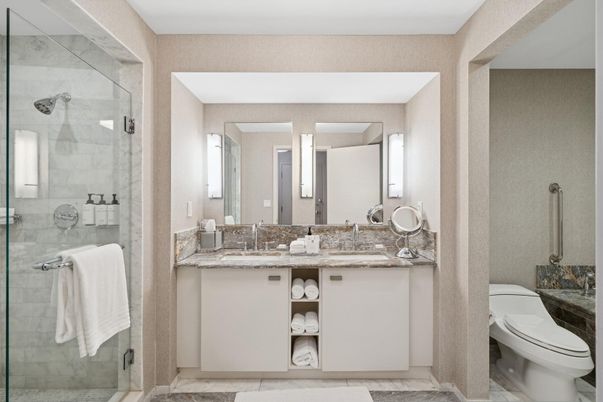 Bathroom, Dual Sink Vanities, Glass Shower, Interior