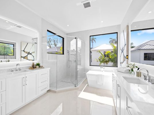 Bathroom, Dual Sink Vanities, Free Standing Baths, Glass Shower, Interior, Recessed Lighting