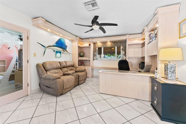 Home Office, Interior, Marble, Recessed Lighting