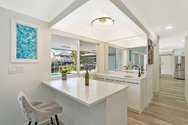 Interior, Kitchen, Recessed Lighting, Wood Texture Flooring