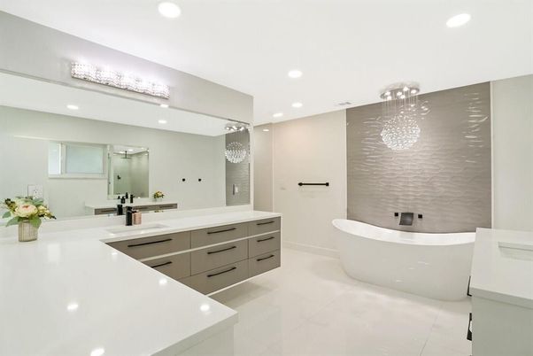 Bathroom, Dual Sink Vanities, Free Standing Baths, Interior, Pendant Lights, Recessed Lighting